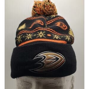 Anaheim Ducks NHL Hockey Winter Beanie Black Knit Hat Cuffed Pom Cap Unisex TCL